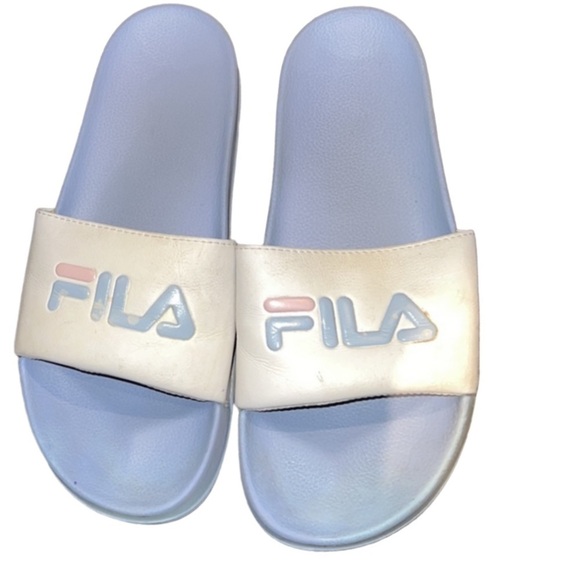 FILA blue white comfy slides Sz  9 - Picture 1 of 11